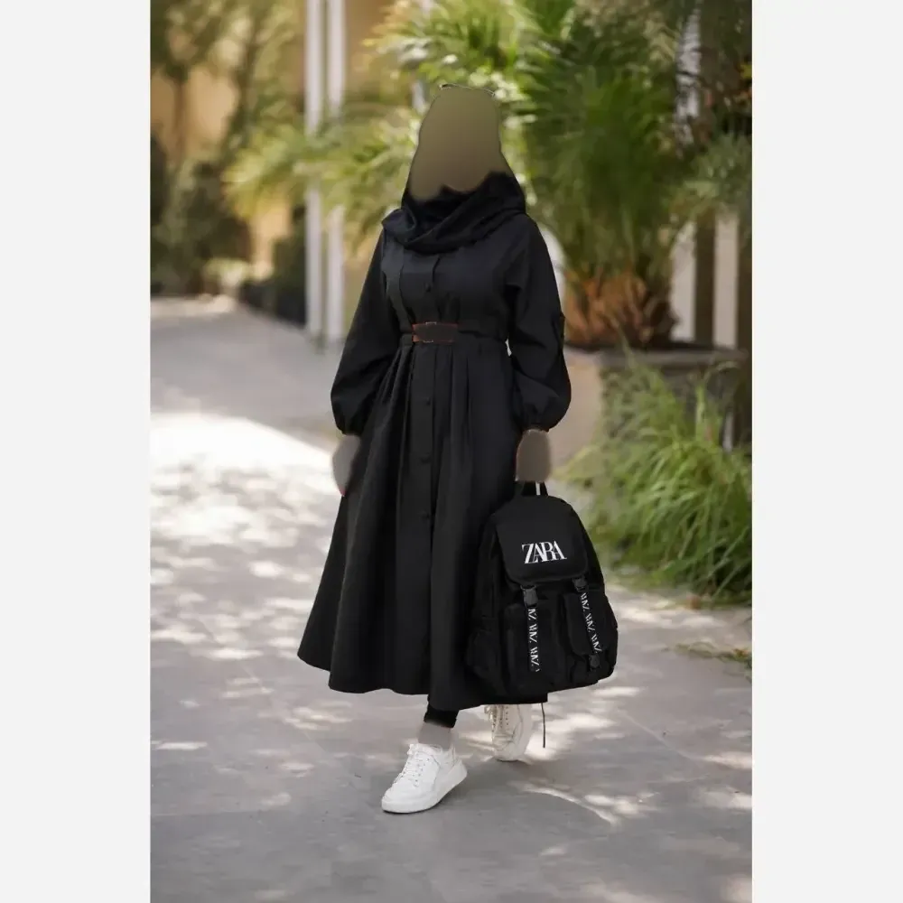 کوله پشتی روشیکا جنس نانسی ضد آب رنگ مشکی سایز 35 در 45 سانت