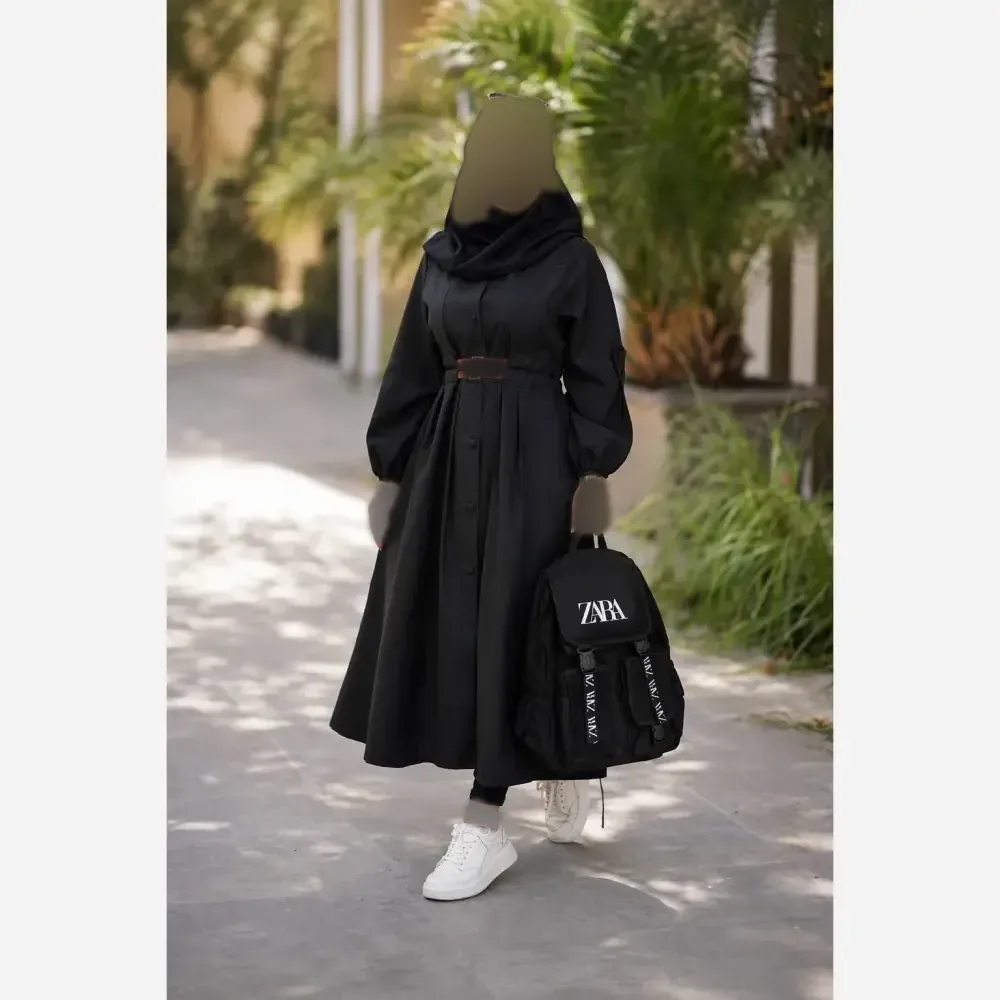 کوله پشتی روشیکا جنس نانسی ضد آب رنگ مشکی سایز 35 در 45 سانت