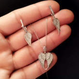نیم ست نقره زنانه طرح قلب بالدار عیار 925 بدون زنجیر
