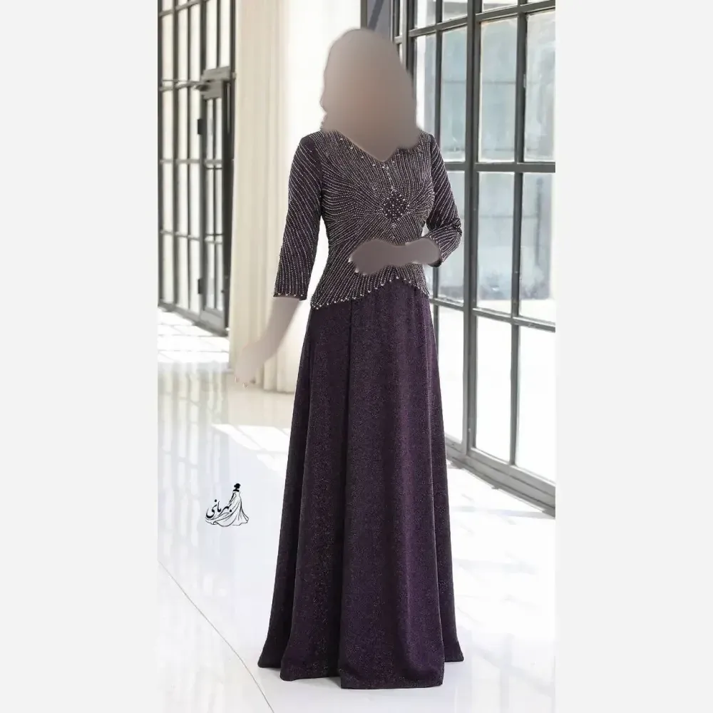 پیراهن مجلسی زنانه لمه کاپدار سایز بزرگ قد 150 رنگ بندی متنوع