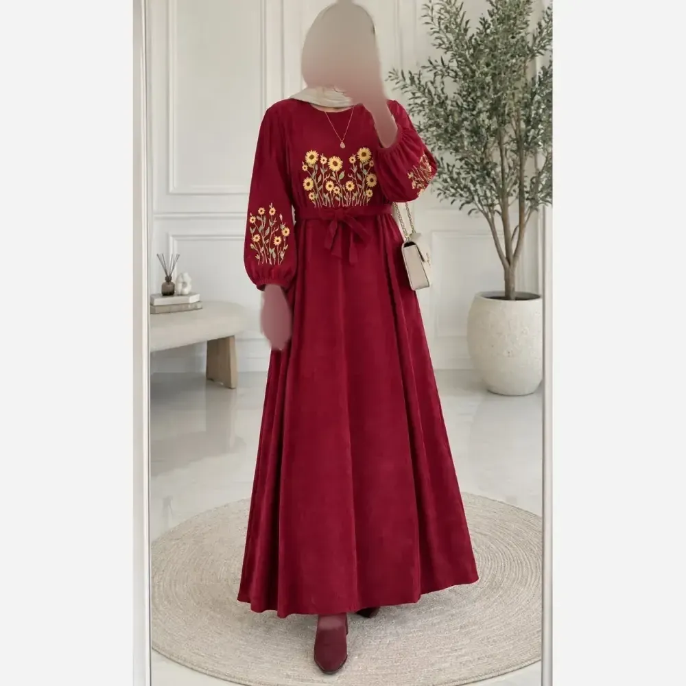کفتان گلدوزی اروشا پاییزی مخمل کبریتی ریز فری سایز