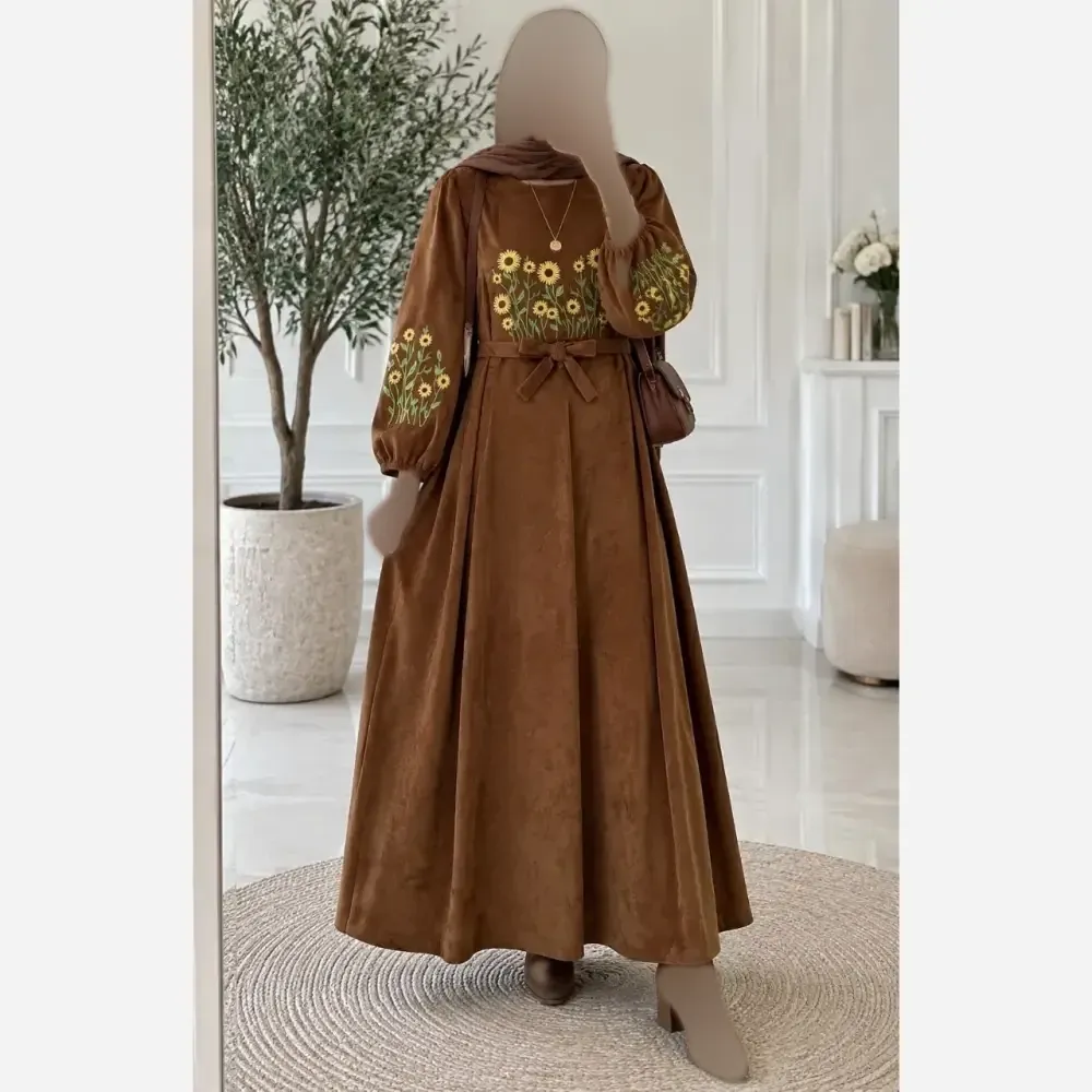 کفتان گلدوزی اروشا پاییزی مخمل کبریتی ریز فری سایز