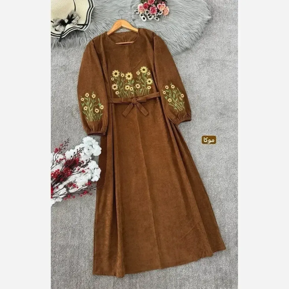 کفتان گلدوزی اروشا پاییزی مخمل کبریتی ریز فری سایز