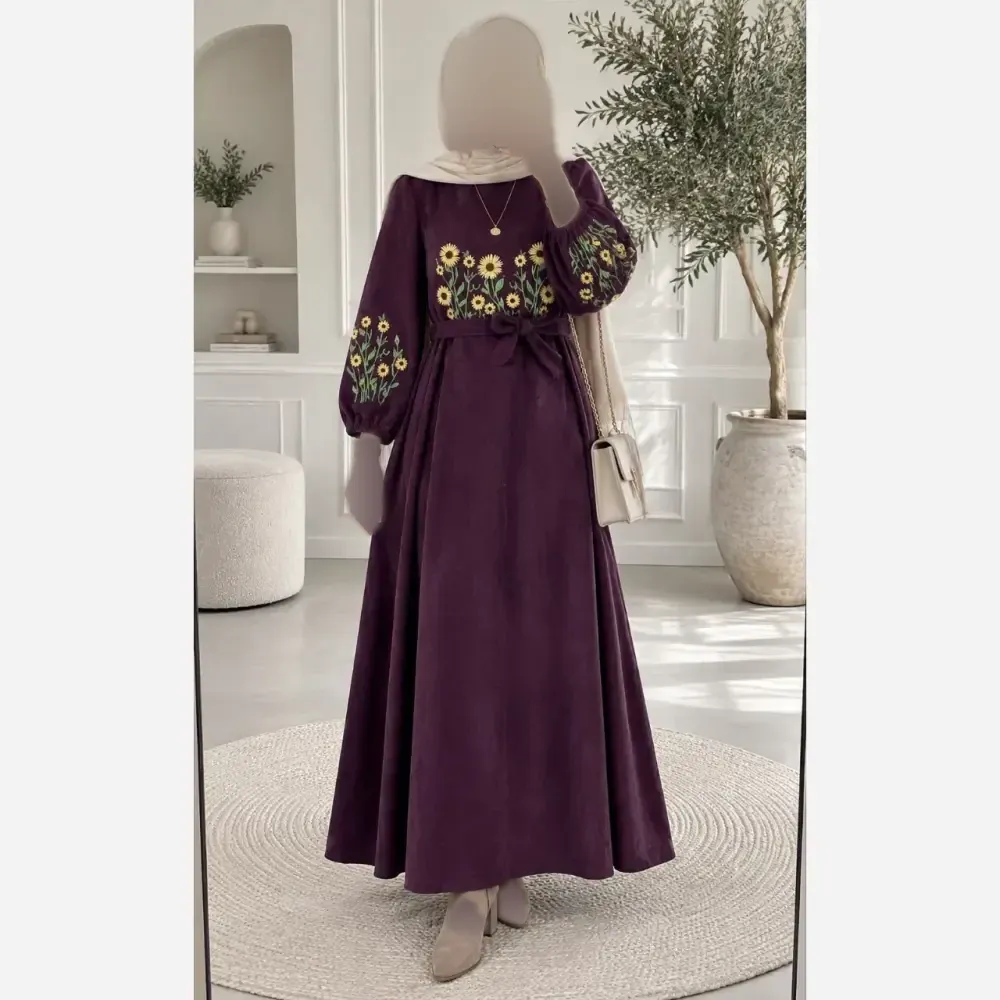 کفتان گلدوزی اروشا پاییزی مخمل کبریتی ریز فری سایز