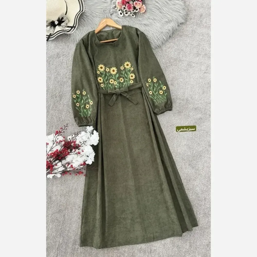 کفتان گلدوزی اروشا پاییزی مخمل کبریتی ریز فری سایز