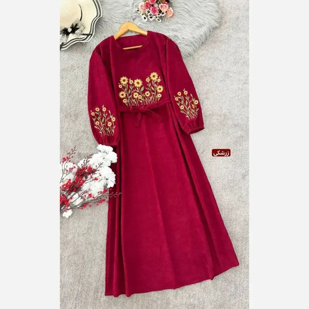 کفتان گلدوزی اروشا پاییزی مخمل کبریتی ریز فری سایز