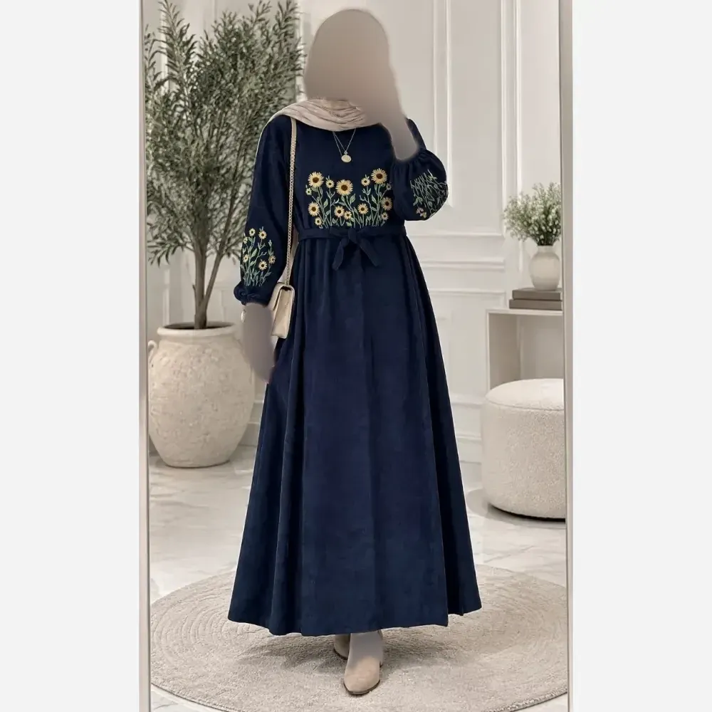 کفتان گلدوزی اروشا پاییزی مخمل کبریتی ریز فری سایز