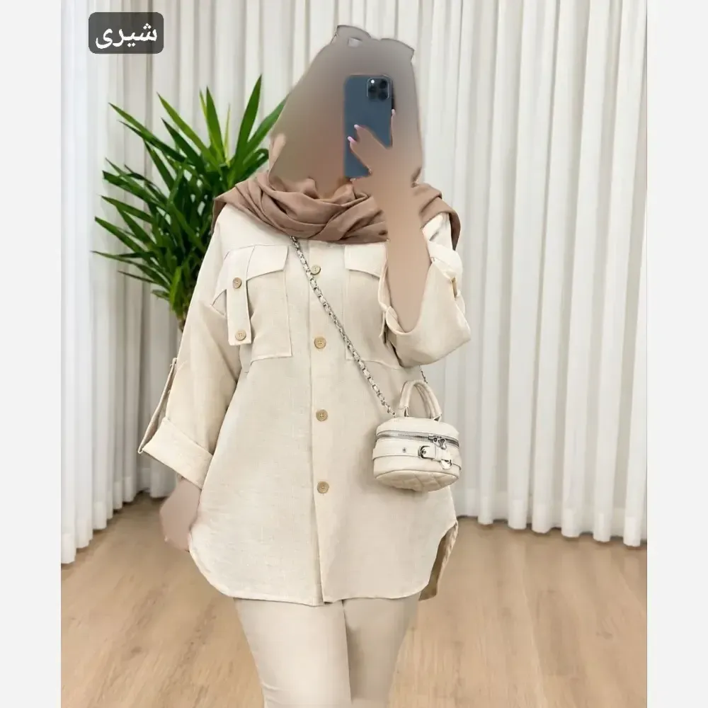 مانتو جیب صلیب هایده جنس شانتون نخ فری سایز 36 تا 50