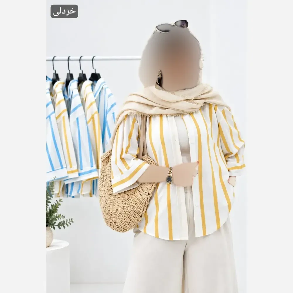 مانتو مراکشی نیلای خنک و سبک فری سایز 36 تا 46 خردلی قد 66