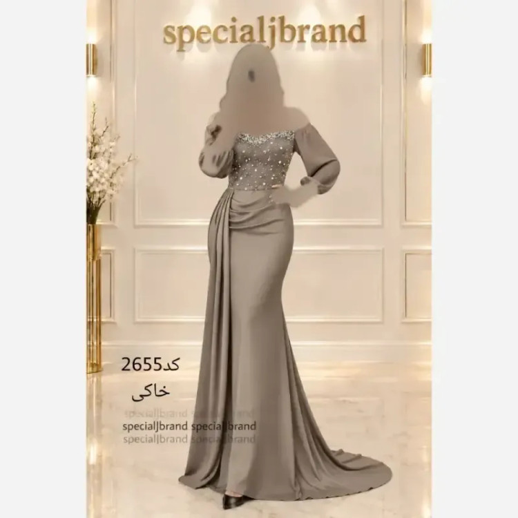 ماکسی مجلسی ژانت ساتن جولیا کاپ دار سنگدوزی شده