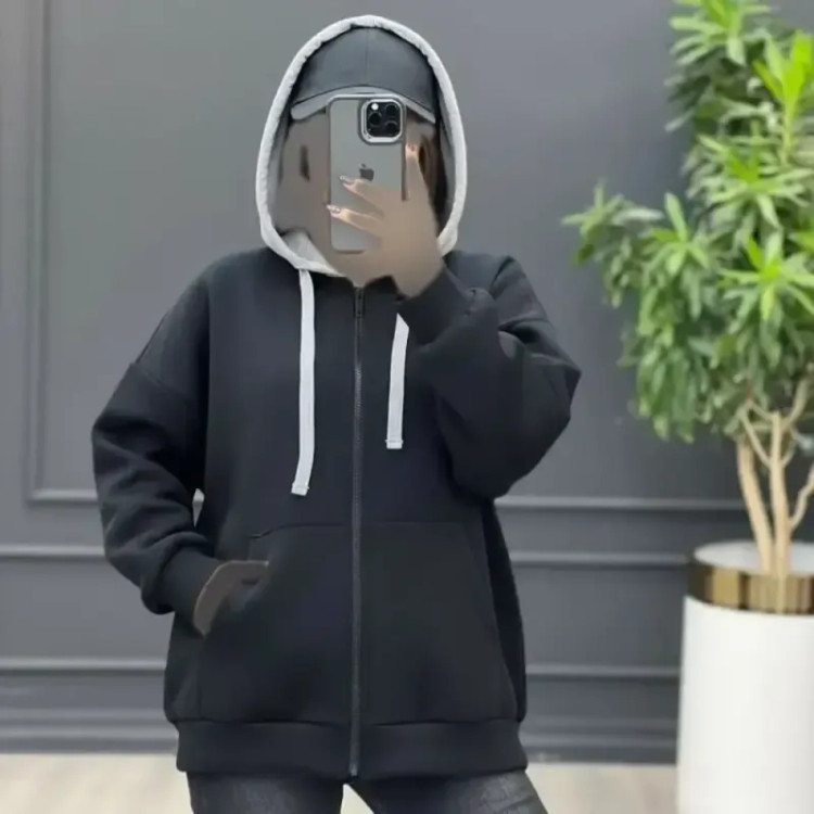 سویشرت دانهیل دورس توکرکی مشکی کلاه طوسی اسپرت زنانه و مردانه