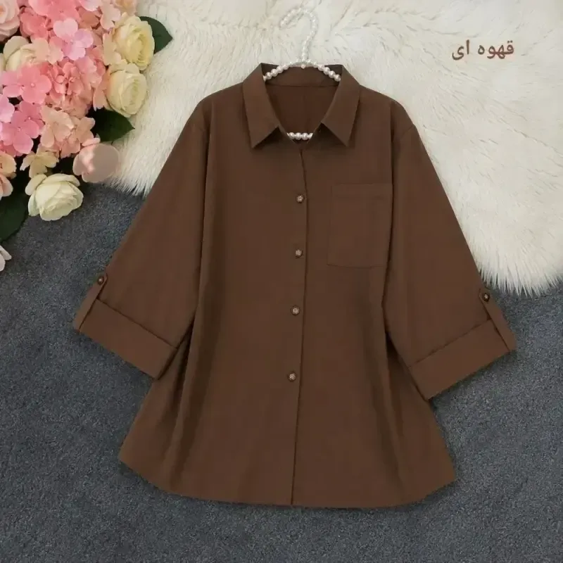 شومیز باکسی جیب صلیبی جنس آیوا زنجیری فری سایز