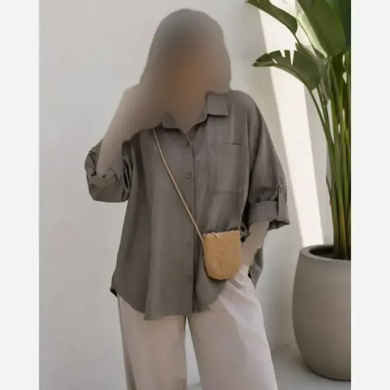 شومیز تنسل پری زنانه خنک و تابستانه سایز فری تا 48 رنگ کرم و صورتی