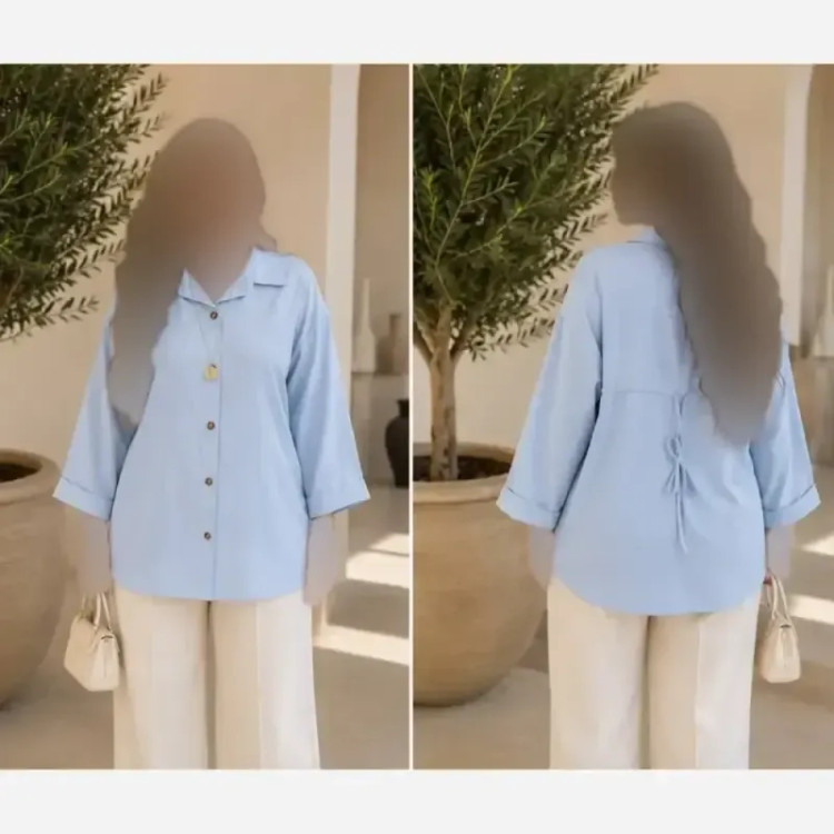 شومیز تنسل پری زنانه فری سایز تا 48 رنگ مشکی کرم آبی صورتی