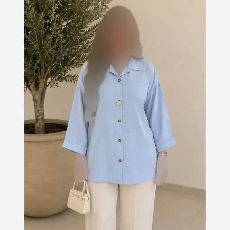 شومیز تنسل پری زنانه فری سایز تا 48 رنگ مشکی کرم آبی صورتی