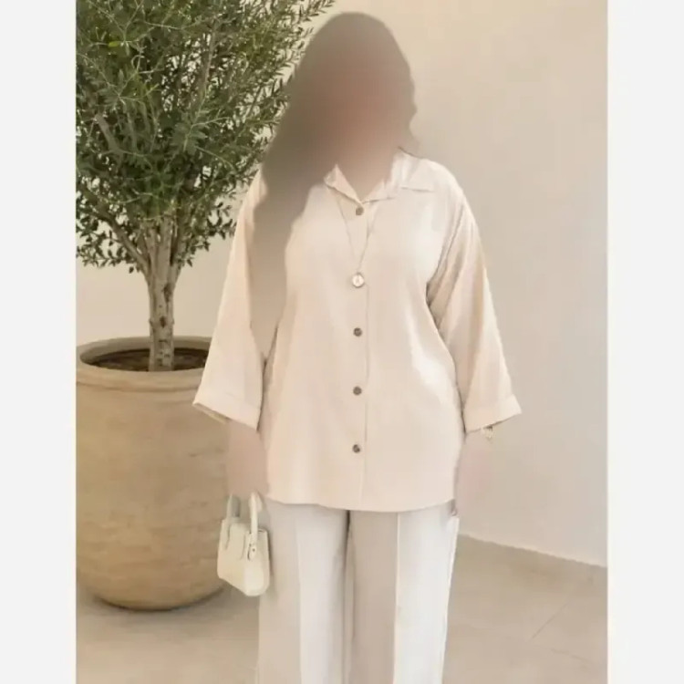 شومیز تنسل پری زنانه فری سایز تا 48 رنگ مشکی کرم آبی صورتی