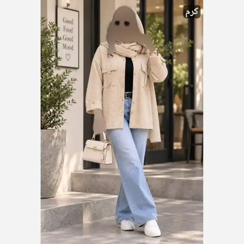 مانتو زمرد کوک دوزی اعلا فری سایز مشکی و کرم