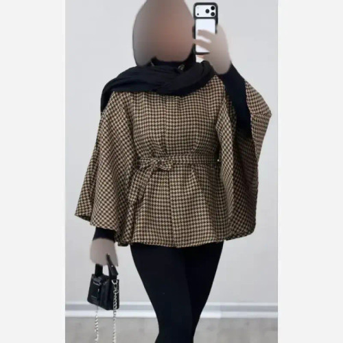 شنل توییت پشمی پیچازی آیلار فری سایز 38 تا 50 کمربنددار
