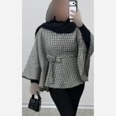 شنل توییت پشمی پیچازی آیلار فری سایز 38 تا 50 کمربنددار