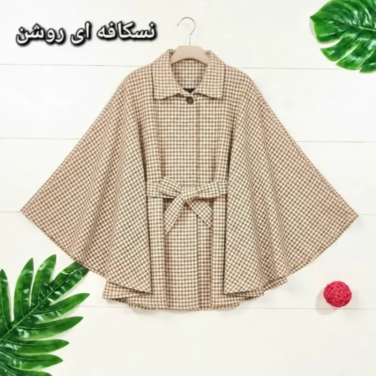 شنل توییت پشمی پیچازی آیلار فری سایز 38 تا 50 کمربنددار