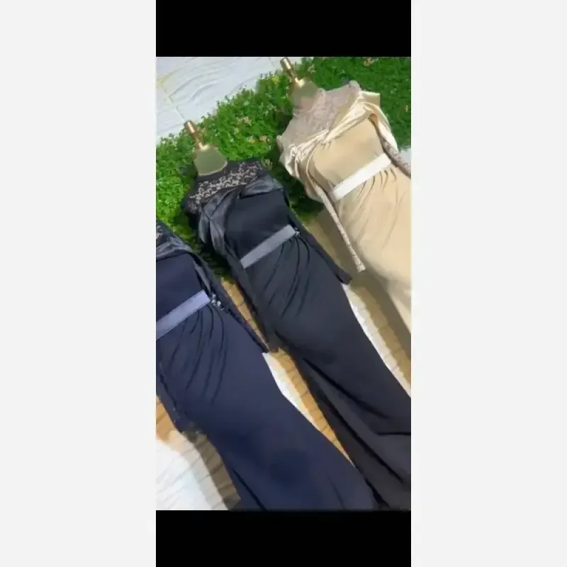 ماکسی مجلسی زنانه کرپ غواصی و دانتل قد 155 با کمربند فومی