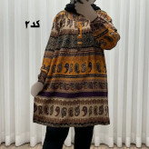 تونیک سایزبزرگ وارداتی مدل ترمه افقی کد 1617 جنس نخی چهارفصل زنانه سایز 6 تا 8