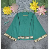 کت زنانه ژاکارد آستین کلوش حاشیه طلایی پاییزه فری سایز