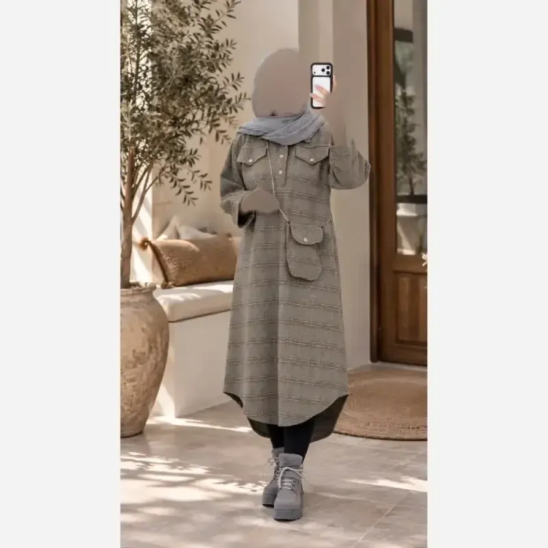 کفتان پشمی کیف دار مدل سیسیل موهر گرم بالا فری سایز
