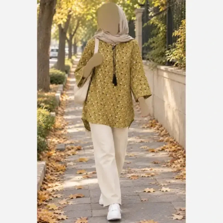 شومیز مانتویی زنانه کراش طرحدار خنک یقه بنددار سایز فری تا 48