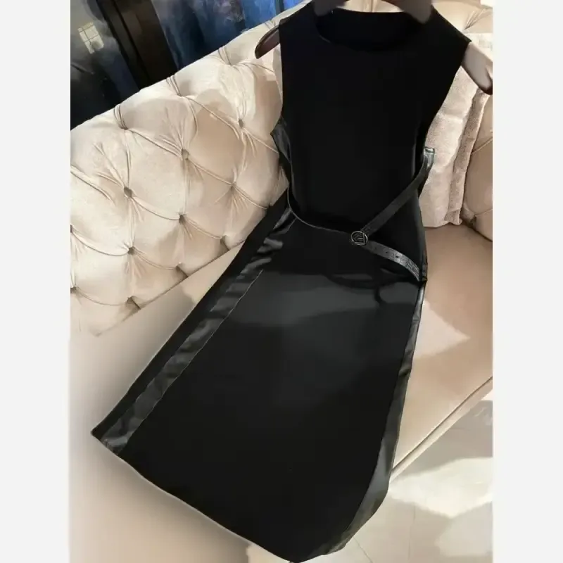 ست سارافون و کت زنانه جنس مازراتی و چرم رنگ قهوه ای و مشکی سایزبندی