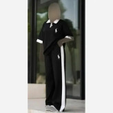 ست پولو زنانه جنس پنبه گلکسی رنگ مشکی سایز فری اسکین