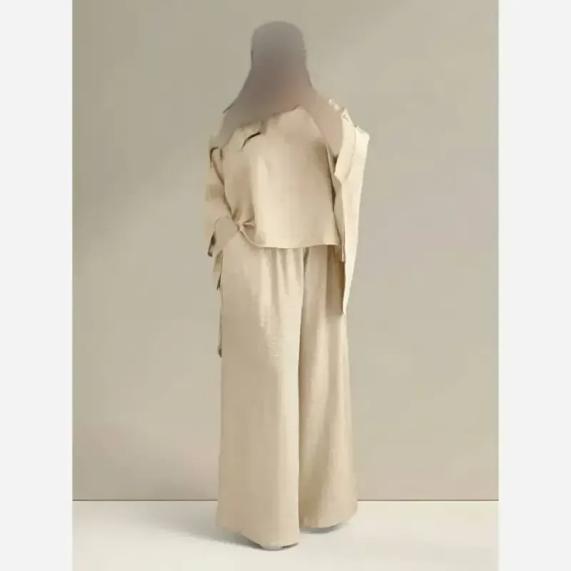 ست شومیز و شلوار زنانه جنس شانتون سایز بزرگ فری سایز