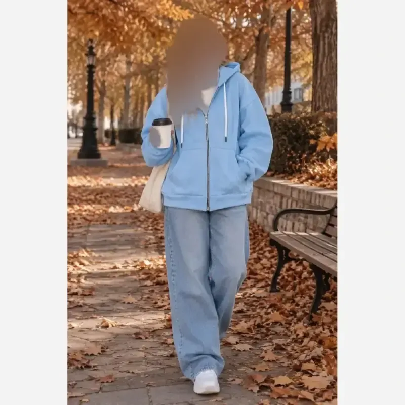 سویشرت جلو زیپ دورس سه نخ درجه یک کلاه دار سایز فری