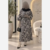 پیراهن مخمل کبریتی ریز وارداتی طوسی سایز 36 تا 48 کمربند دار