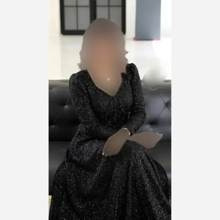 پیراهن مجلسی زنانه دانتل چمنی سنگدوزی شده مشکی سایزبندی