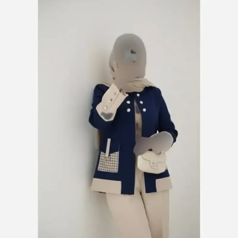 کت شلوار زنانه الیزابت دبل مازراتی بگ رنگ سبز و سرمه ای