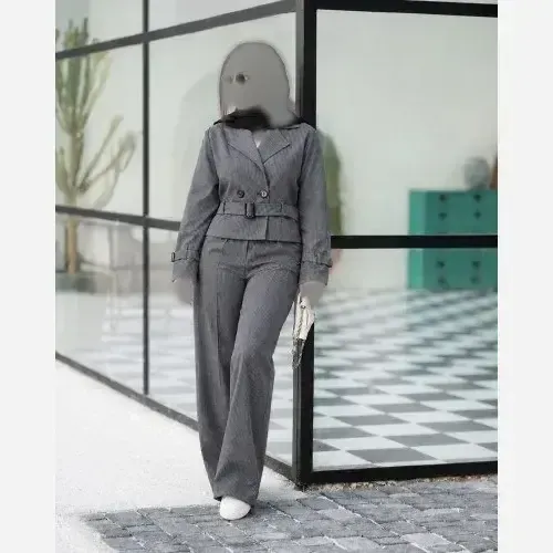 ست اداری زنانه مدل نیلسا جنس پرشین دیپلمات فری سایز رنگ مشکی سورمه ای طوسی