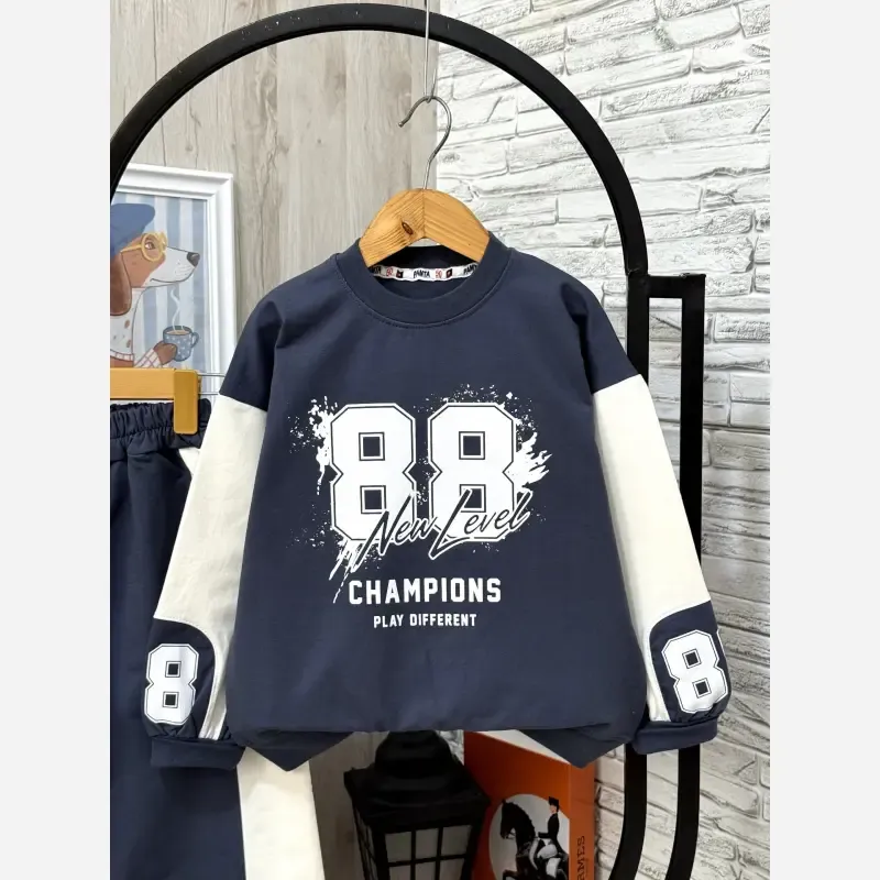 ست بلوز شلوار تیکه دوزی دورس پسرانه و دخترانه مناسب 6 تا 14 سال