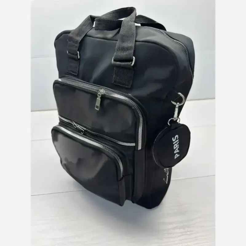 کوله دانشجویی دلوان مشکی دیبا برزنتی ضد آب اندازه 35*40 سانت