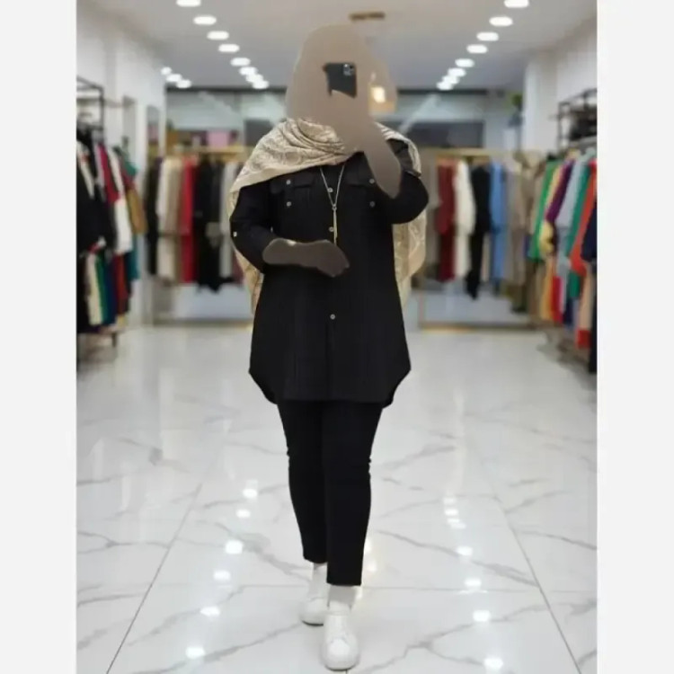 شومیز دیپلمات مهنا شانتون با جیب کاربردی و سرآستین پاگن دار در رنگبندی متنوع و سایزبندی کامل