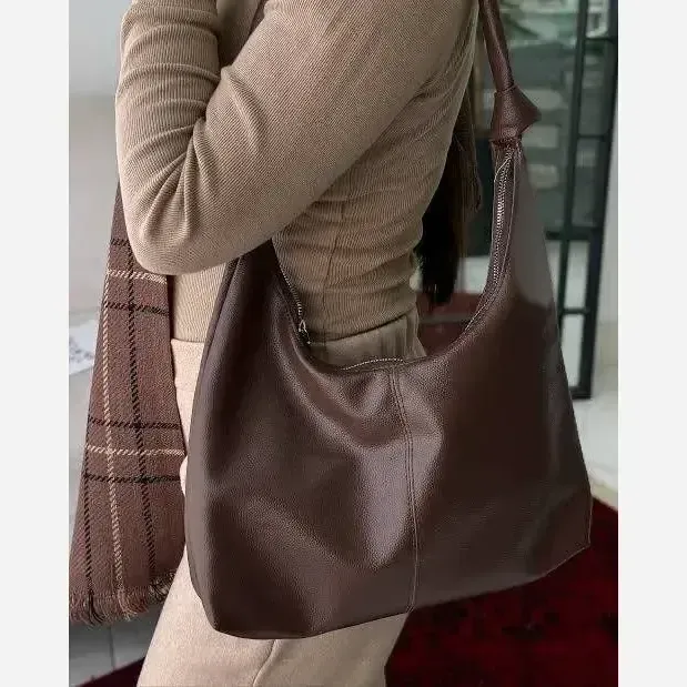 کیف چرم بند گره ای زنانه مشکی موکا جادار با کیفیت عالی 30*40 سانت
