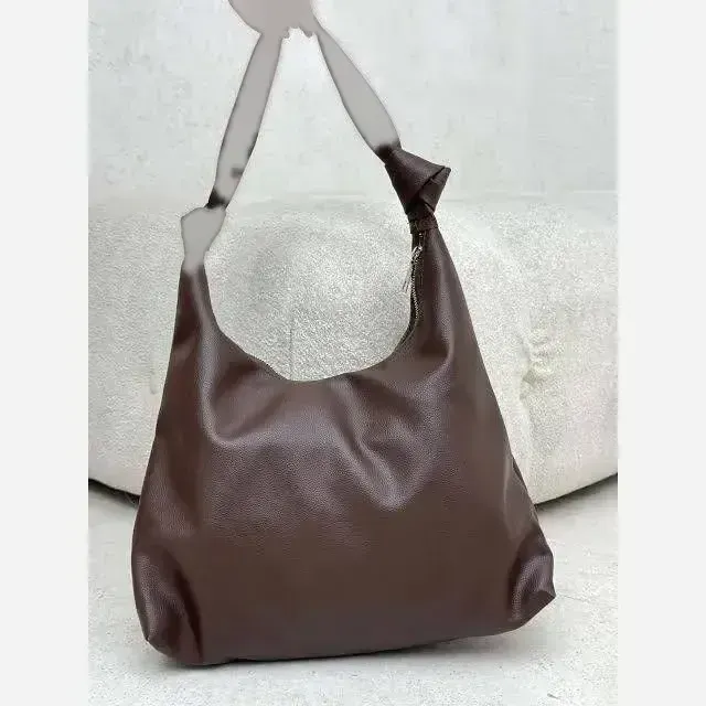 کیف چرم بند گره ای زنانه مشکی موکا جادار با کیفیت عالی 30*40 سانت