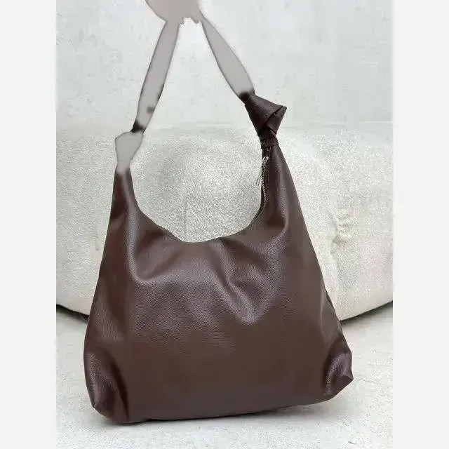 کیف چرم بند گره ای زنانه مشکی موکا جادار با کیفیت عالی 30*40 سانت