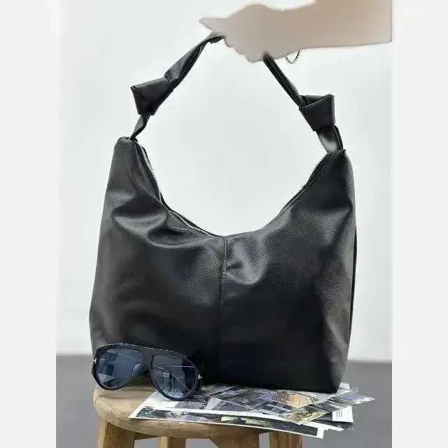 کیف چرم بند گره ای زنانه مشکی موکا جادار با کیفیت عالی 30*40 سانت