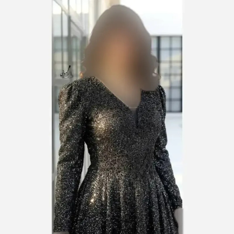 پیراهن مجلسی زنانه زرین قد 155 دانتل چمنی سنگدوزی دست دوز سایزبندی 40 تا 58