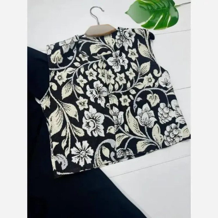 سارافن کریشه ابریشمی جلیقه سوزن دوزی مدل نیوشا سایز فری 38 تا 46