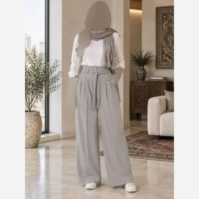 شلوار بگ بزیاق کمربنددار زنانه قد 105 سایزبندی 38 تا 54