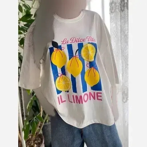 تیشرت باکسی تابستانه سفید نخ پنبه درجه یک فری سایز مدل نوا