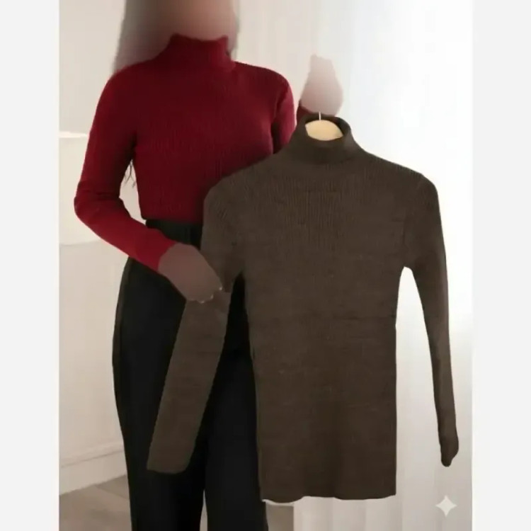 بافت یقه اسکی زنانه مدل شانیسا نخ آکریل فری سایز