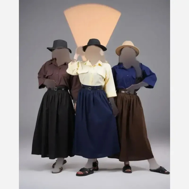 دامن لینن زنانه مدل رایا قد 90 سانت فری سایز همراه با کمربند